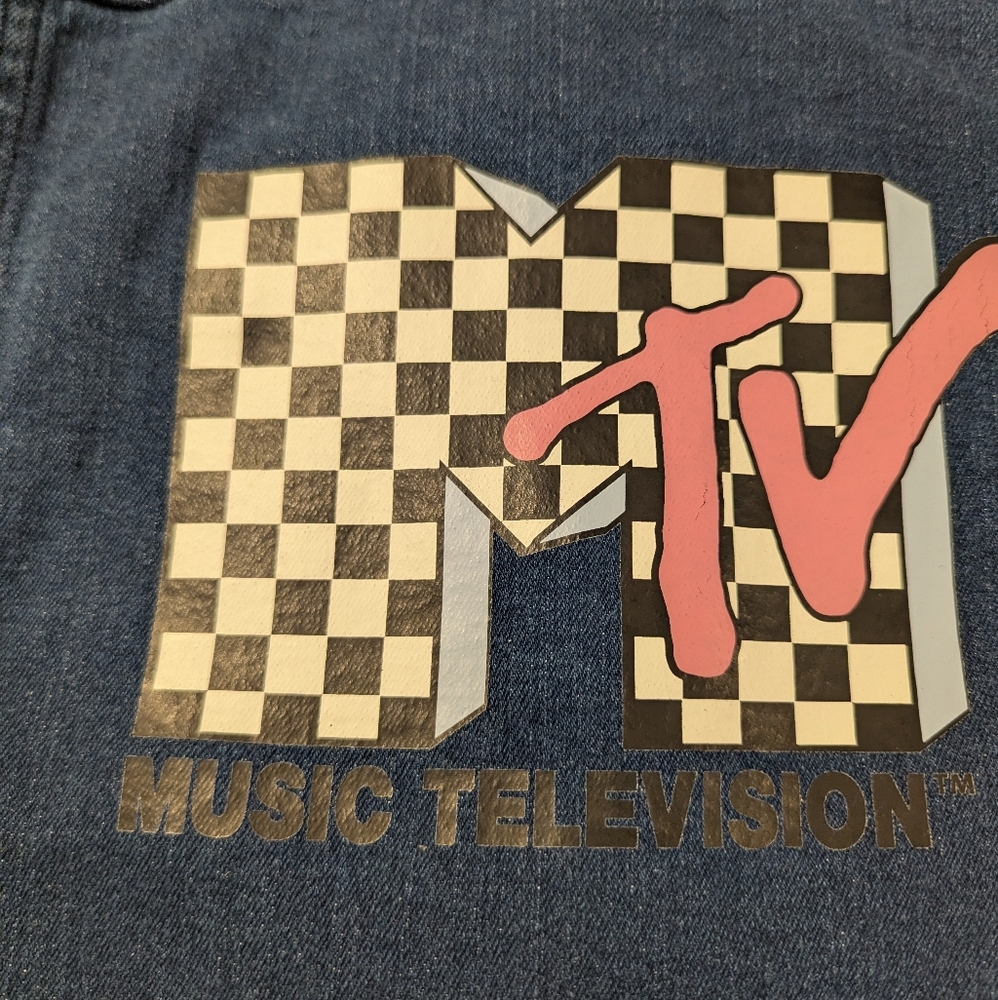 MTV Denim Jean Jacket with Logo Size Large 10-12 - Picture 3 of 6